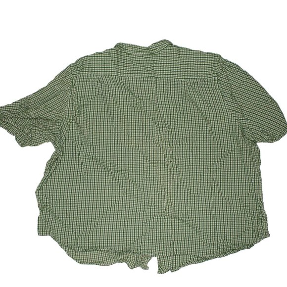 Woman Within Sz 5XL Green White Checkered Short Sleeve Button Down Casual Shirt - Picture 2 of 7